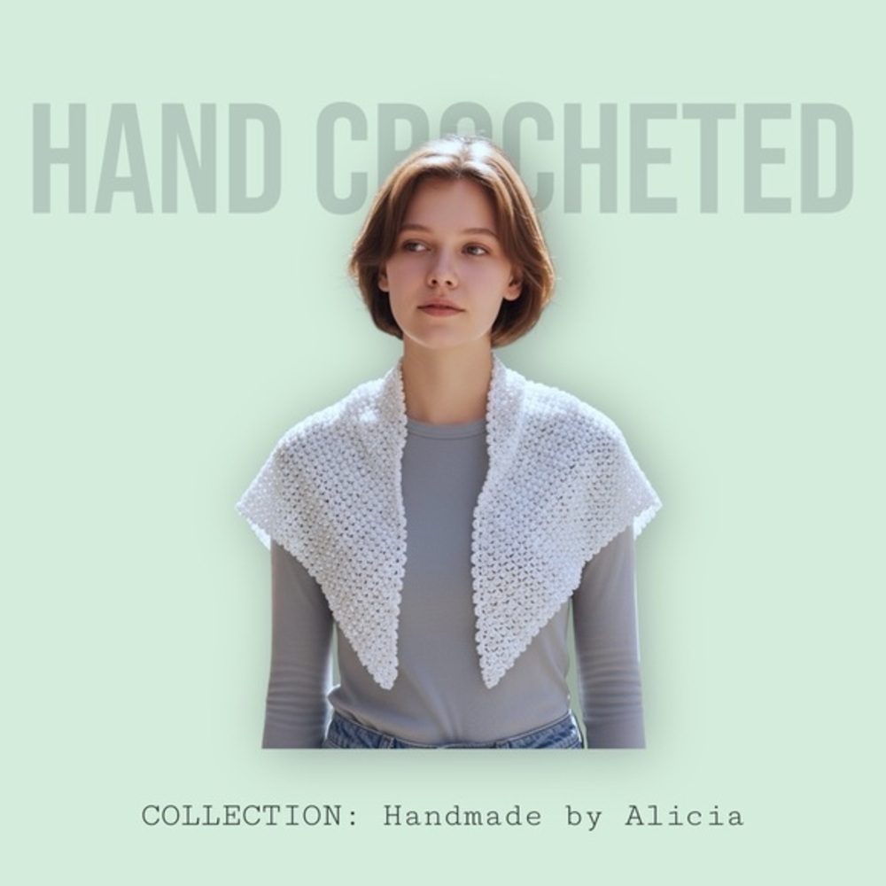 Hand Crocheted Light Blue Shawl